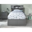Bowery Hill Farmhouse Solid Wood Bookcase Full Bed with Twin Trundle in Gray