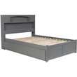 Bowery Hill Farmhouse Solid Wood Bookcase Full Bed with Twin Trundle in Gray