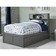 Bowery Hill Farmhouse Solid Wood Bookcase Full Bed with Twin Trundle in Gray