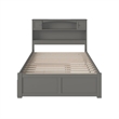Bowery Hill Farmhouse Solid Wood Bookcase Full Bed with Twin Trundle in Gray