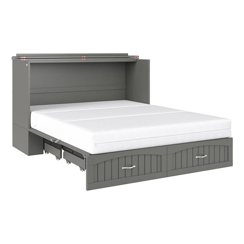 Bowery Hill Traditional Solid Wood Bed Chest with USB Charging Station in Gray