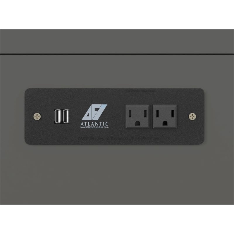 Bowery Hill Traditional Solid Wood Bed Chest with USB Charging Station in Gray