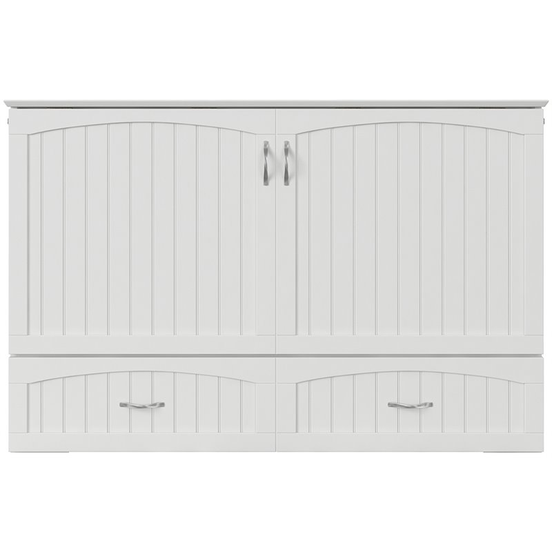 Bowery Hill Traditional Wood Queen Murphy Bed Chest in White