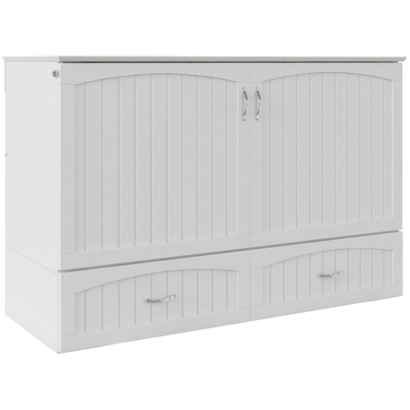 Bowery Hill Traditional Wood Queen Murphy Bed Chest in White