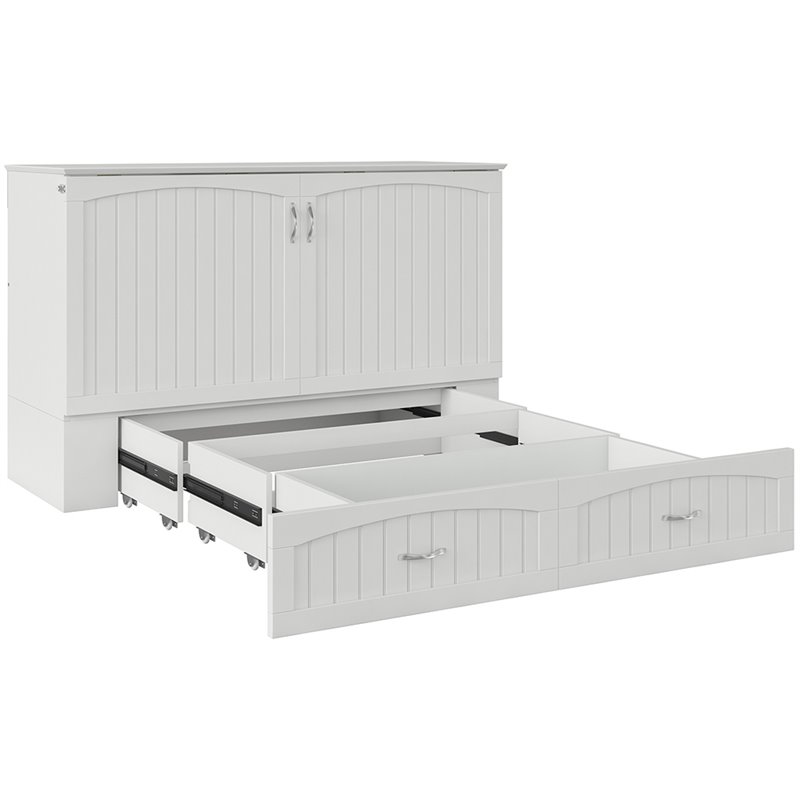 Bowery Hill Traditional Wood Queen Murphy Bed Chest in White