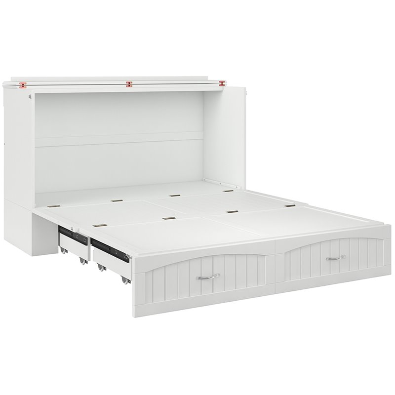 Bowery Hill Traditional Wood Queen Murphy Bed Chest in White