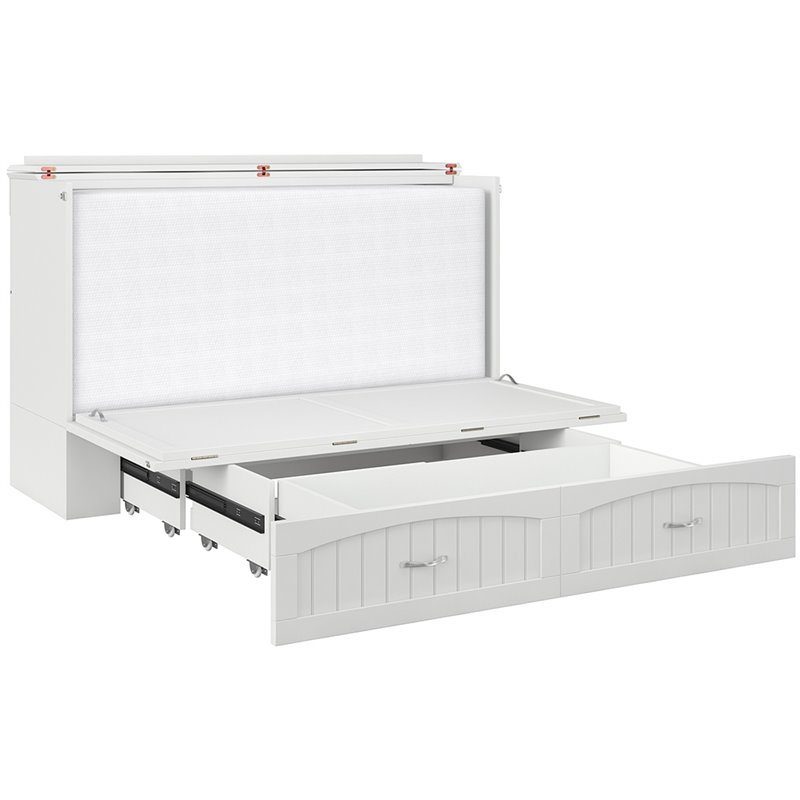 Bowery Hill Traditional Wood Queen Murphy Bed Chest in White