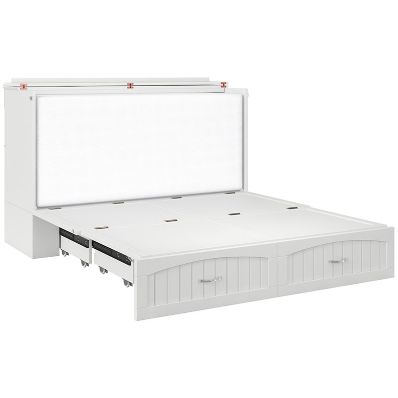 Bowery Hill Traditional Wood Queen Murphy Bed Chest in White