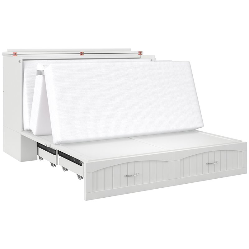 Bowery Hill Traditional Wood Queen Murphy Bed Chest in White