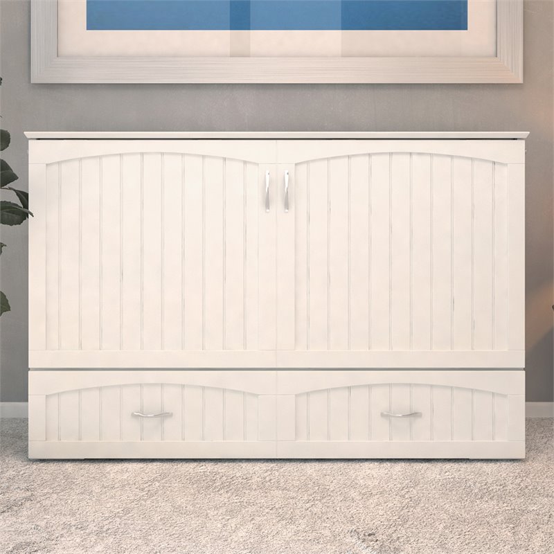 Bowery Hill Traditional Wood Queen Murphy Bed Chest in White