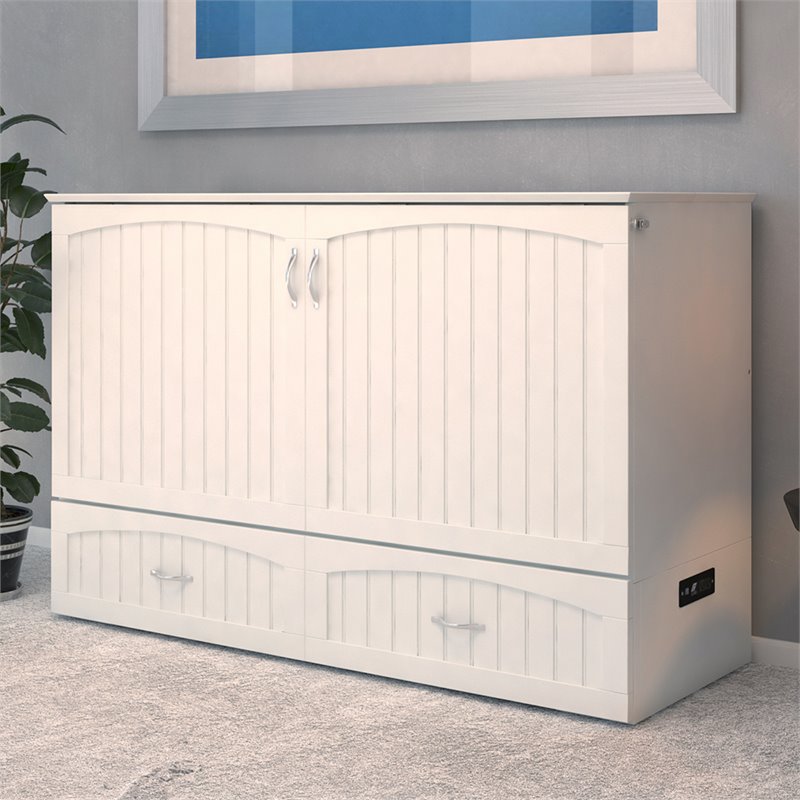 Bowery Hill Traditional Wood Queen Murphy Bed Chest in White