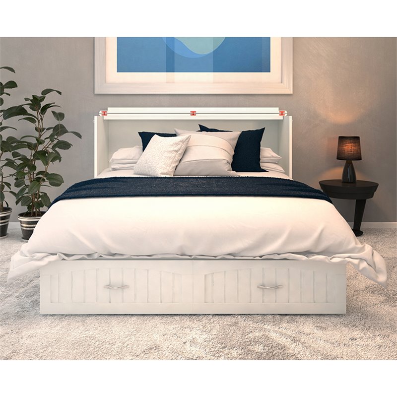 Bowery Hill Traditional Wood Queen Murphy Bed Chest in White