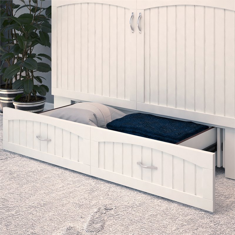 Bowery Hill Traditional Wood Queen Murphy Bed Chest in White