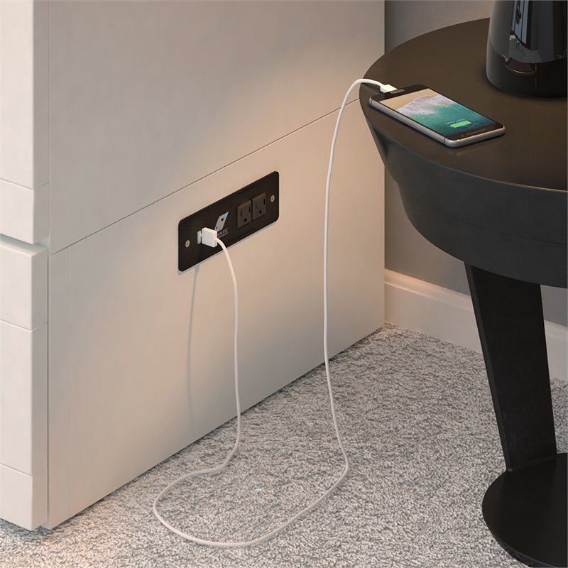 Bowery Hill Traditional Wood Queen Murphy Bed Chest in White