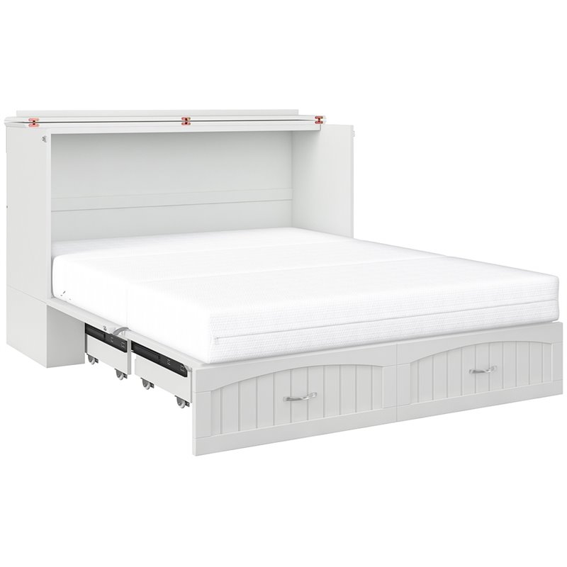 Bowery Hill Traditional Wood Queen Murphy Bed Chest in White