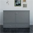 Bowery Hill Traditional Solid Wood Murphy Queen Size Bed Chest in Gray