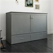 Bowery Hill Traditional Solid Wood Murphy Queen Size Bed Chest in Gray