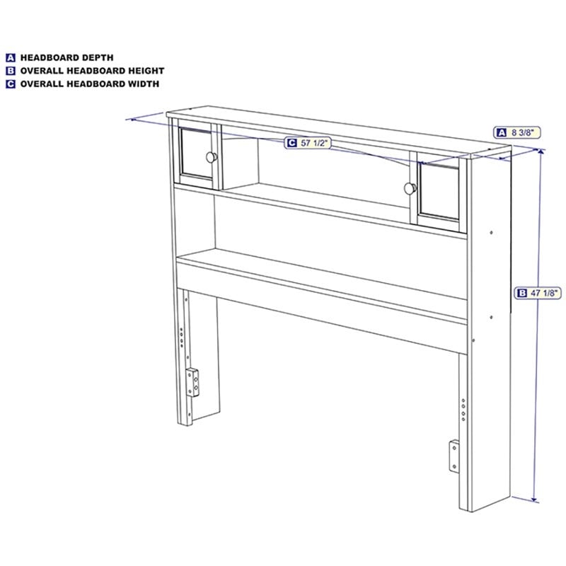 Bowery Hill Farmhouse Solid Wood Bookcase Full Headboard in Gray