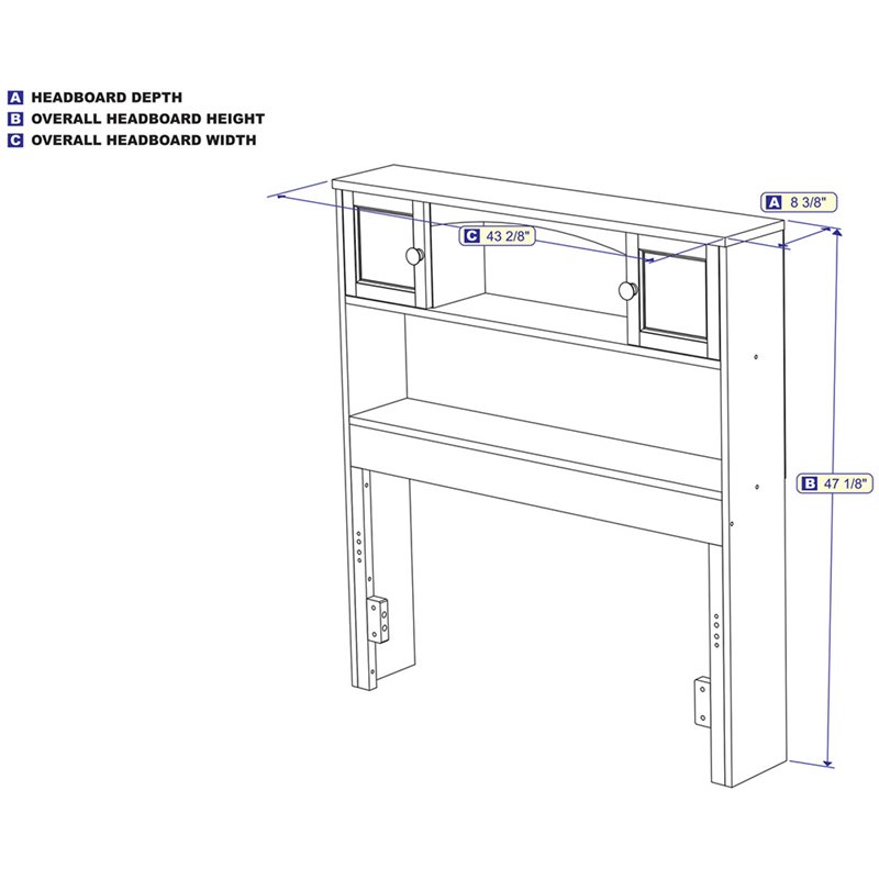 Bowery Hill Farmhouse Solid Wood Bookcase Twin Headboard in Gray