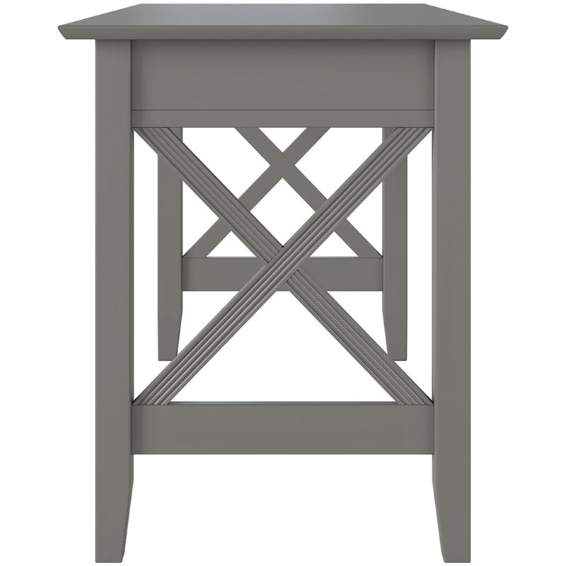 Bowery Hill Farmhouse Solid Wood Writing Desk with Felt Lined Drawer in Gray