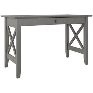 Bowery Hill Farmhouse Solid Wood Writing Desk with Felt Lined Drawer in Gray