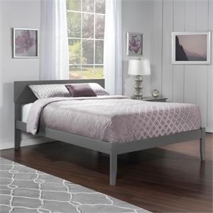 Bowery Hill Modern Solid Wood Full Size Platform Bed with USB Charger in Gray