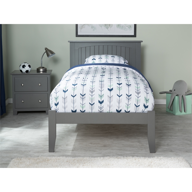 Bowery Hill Modern Wood Twin Platform Bed with Attachable USB in Gray