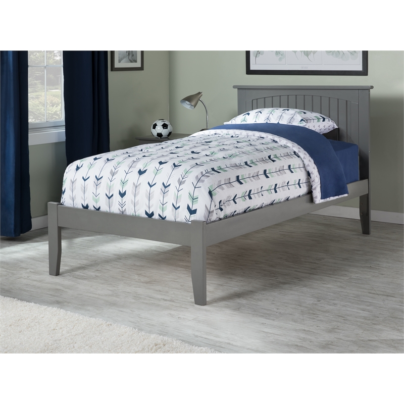 Bowery Hill Modern Wood Twin Platform Bed with Attachable USB in Gray