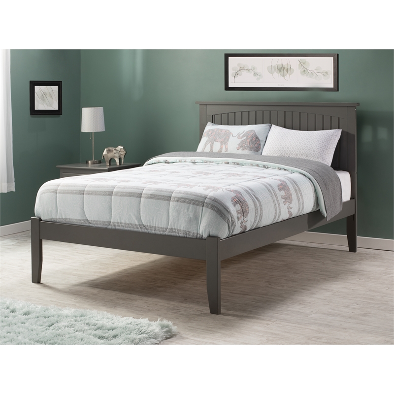 Bowery Hill Modern Wood Full Platform Bed with Attachable USB in Gray