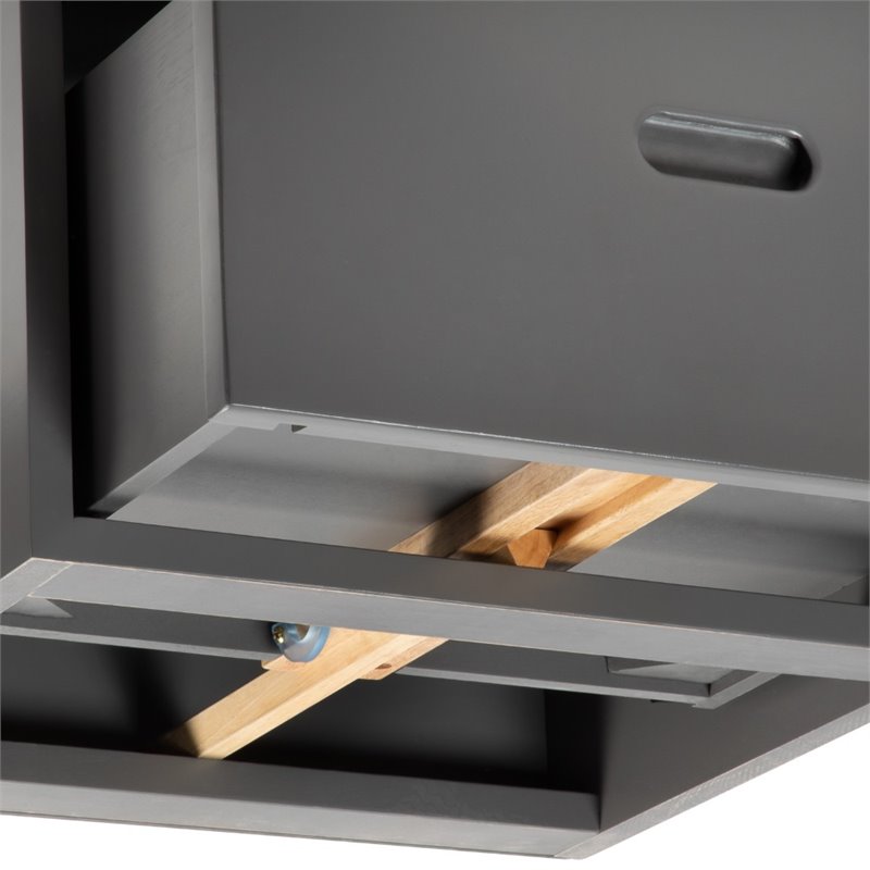 Bowery Hill Solid Wood Staircase Bunk Twin Over Full with Twin Trundle in Gray