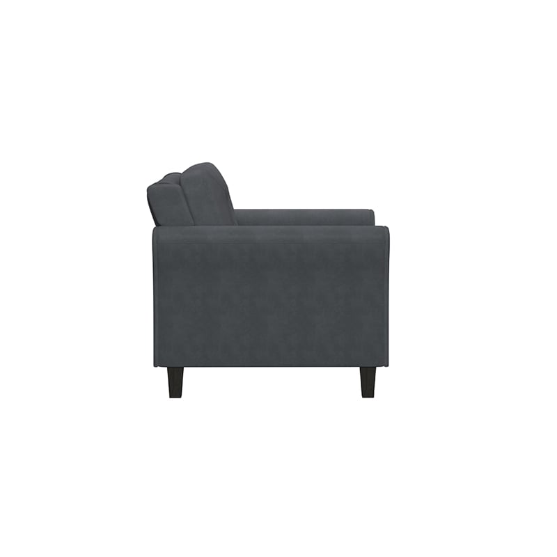 Bowery Hill Rolled Arm Contemporary Microfiber & Wood Chair in Dark Gray