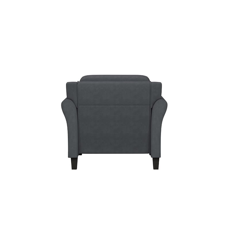 Bowery Hill Rolled Arm Contemporary Microfiber & Wood Chair in Dark Gray