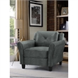 Bowery Hill Rolled Arm Contemporary Microfiber & Wood Chair in Dark Gray