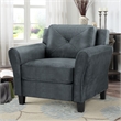 Bowery Hill Rolled Arm Contemporary Microfiber & Wood Chair in Dark Gray