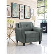 Bowery Hill Rolled Arm Contemporary Microfiber & Wood Chair in Dark Gray