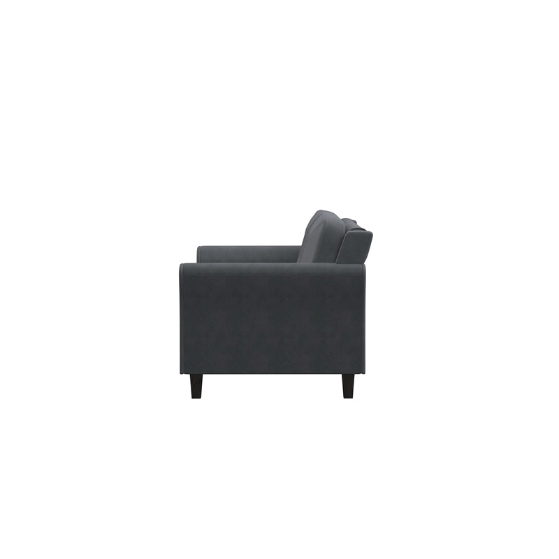 Bowery Hill Rolled Arm Contemporary Microfiber & Wood Loveseat in Dark Gray