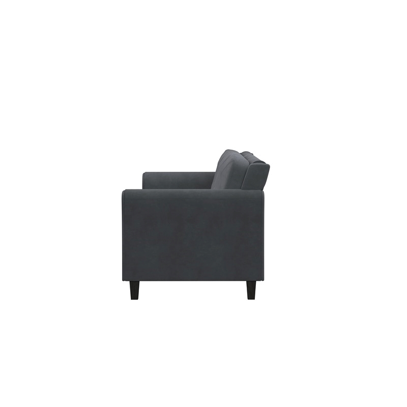 Bowery Hill Rolled Arm Contemporary Microfiber & Wood Sofa in Dark Gray