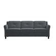 Bowery Hill Rolled Arm Contemporary Microfiber & Wood Sofa in Dark Gray