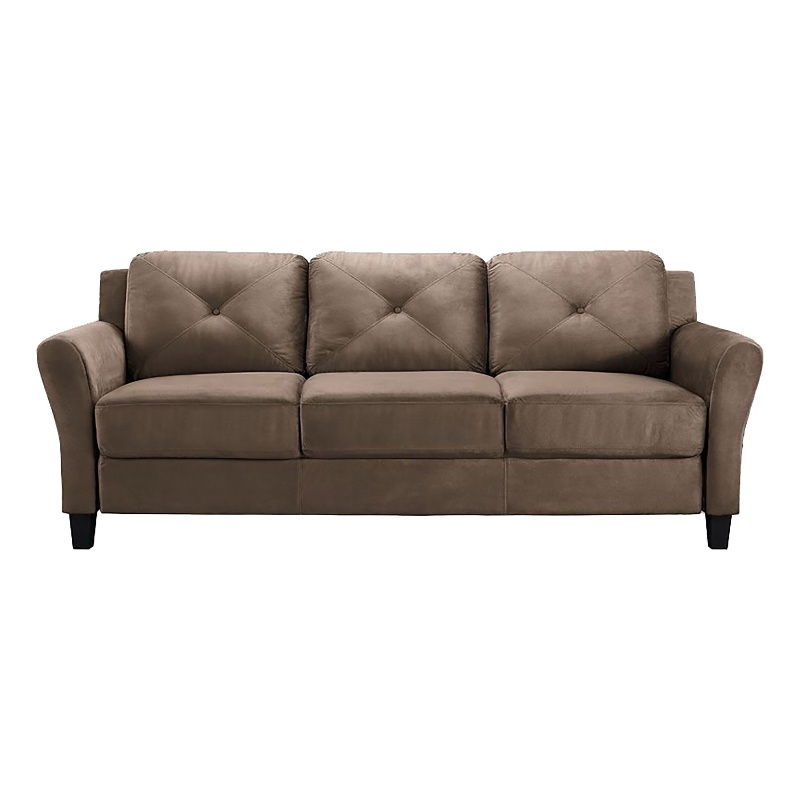 Bowery Hill Cushion Back Transitional Polyester Microfiber Sofa in Brown