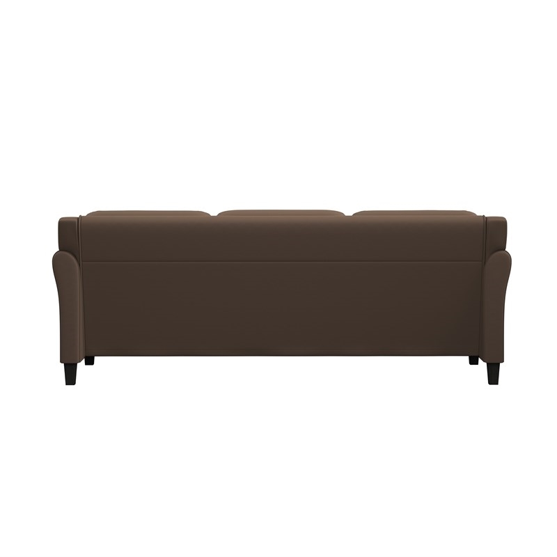 Bowery Hill Cushion Back Transitional Polyester Microfiber Sofa in Brown