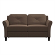 Bowery Hill Cushion Back Transitional Polyester Microfiber Loveseat in Brown
