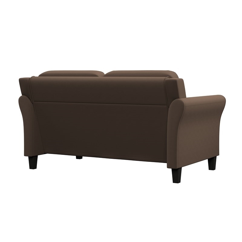 Bowery Hill Cushion Back Transitional Polyester Microfiber Loveseat in Brown