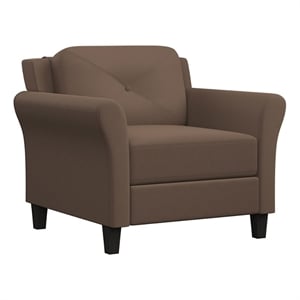 Bowery Hill Tufted Back Transitional Polyester Microfiber Chair in Brown