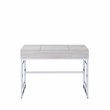 Bowery Hill Vanity Desk with Flip-top Mirror in Chrome and White