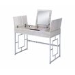 Bowery Hill Vanity Desk with Flip-top Mirror in Chrome and White
