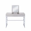 Bowery Hill Vanity Desk with Flip-top Mirror in Chrome and White
