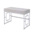 Bowery Hill Vanity Desk with Flip-top Mirror in Chrome and White