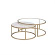 Bowery Hill 2 Piece Coffee Table Set in Faux Marble and Gold