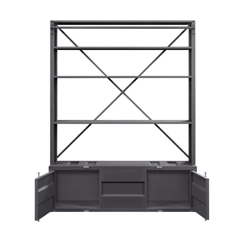 Bowery Hill Modern Metal Bookshelf and Ladder Stand for TVs up to 66