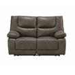 Bowery Hill Power Motion Faux Leather Loveseat with USB Charging Dock in Gray